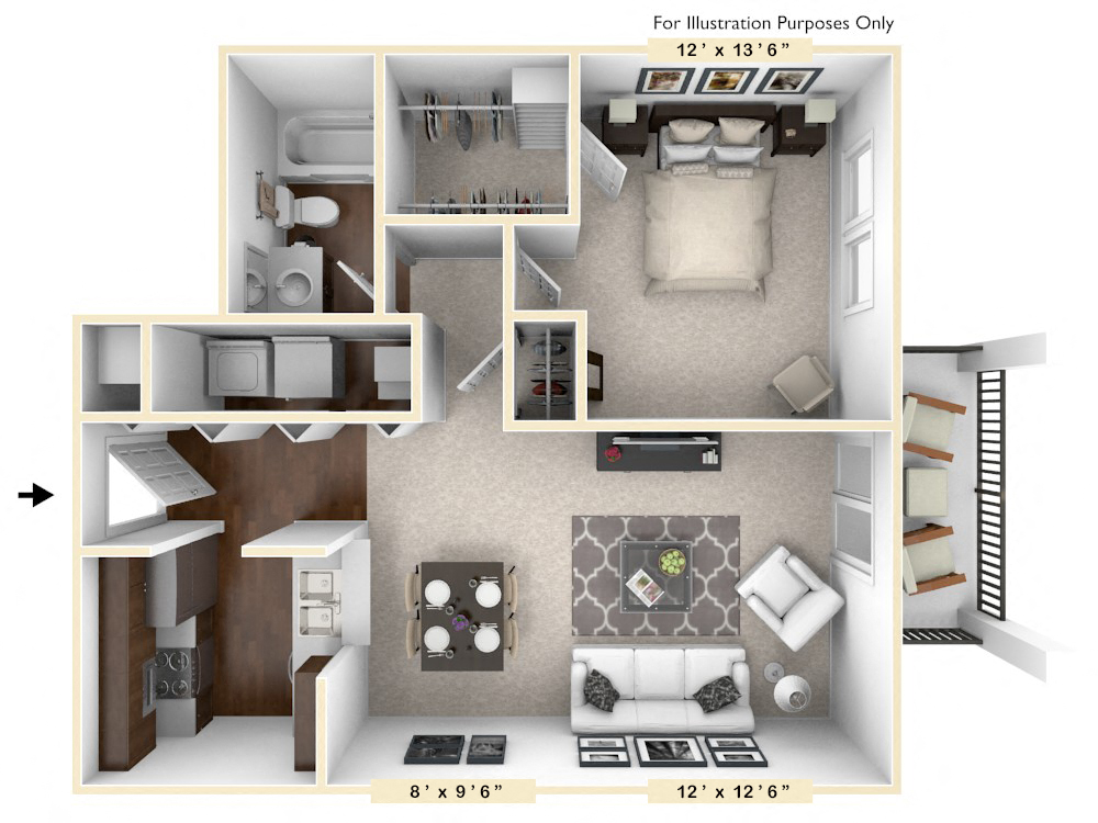 The Filly - 1 BR 1 BA Floor Plan at Trophy Club at Bellgrade, Virginia